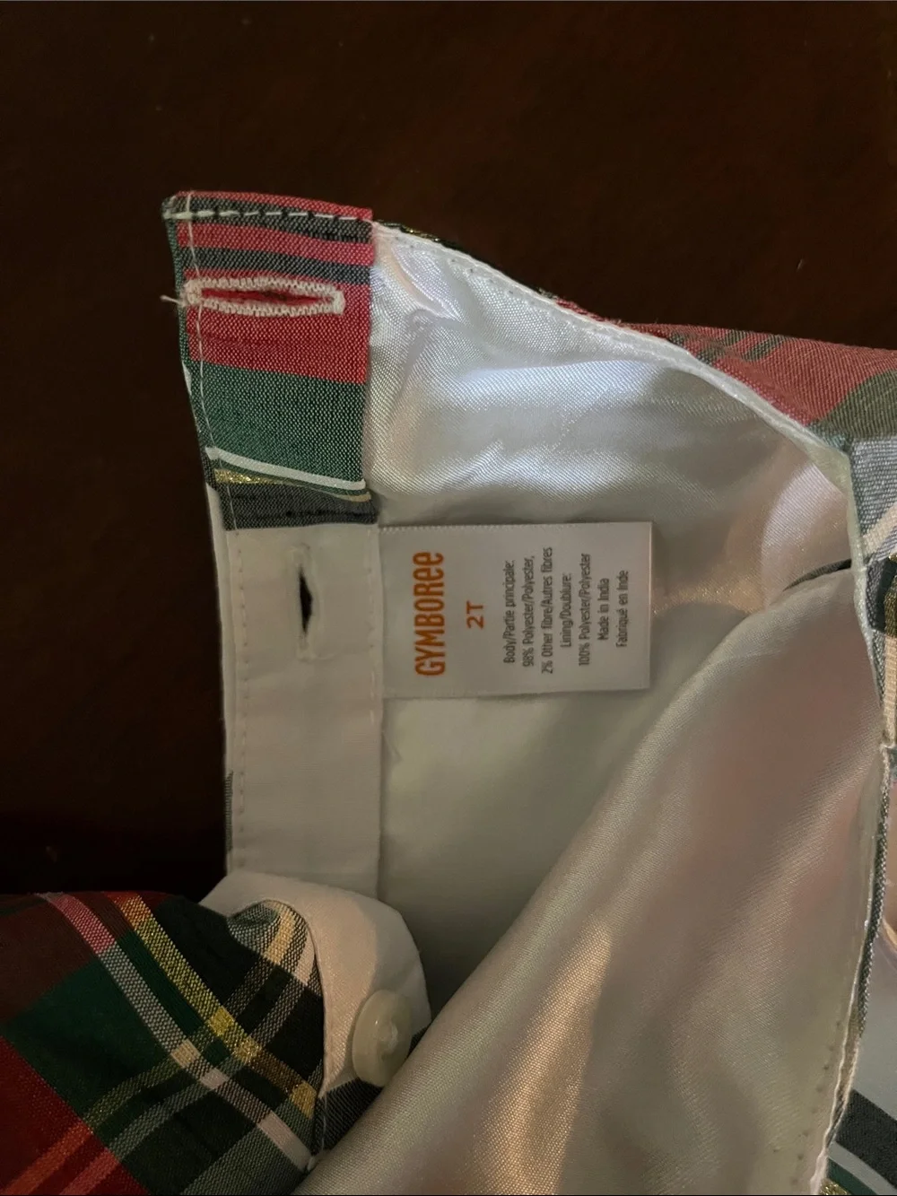 Gymboree Red, Green and White Plaid Holiday Dress with Bow
